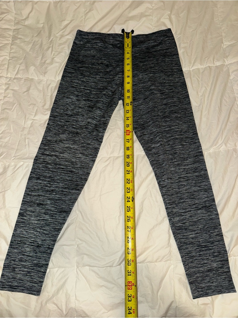 Space Dye Gray Heathered Leggings High Waisted Athletic Pants Size M - Picture 3 of 5